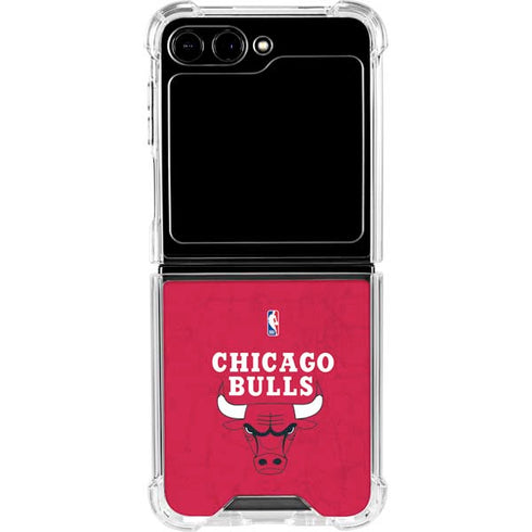 NBA Chicago Bulls Red Distressed Galaxy Z Flip6 Clear Case
